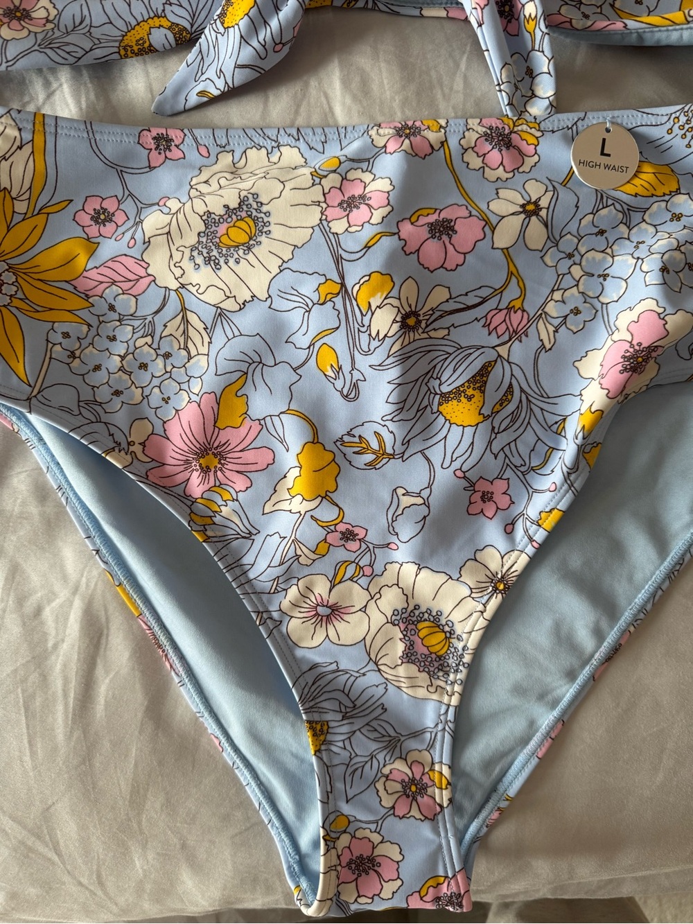 Floral Blue High-Waist One-Piece - Light Blue Floral - Picture 2 of 4